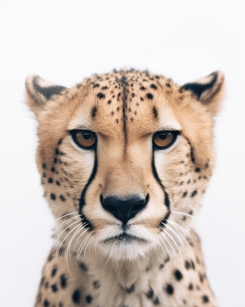 Wild animal face portrait on isolated white background