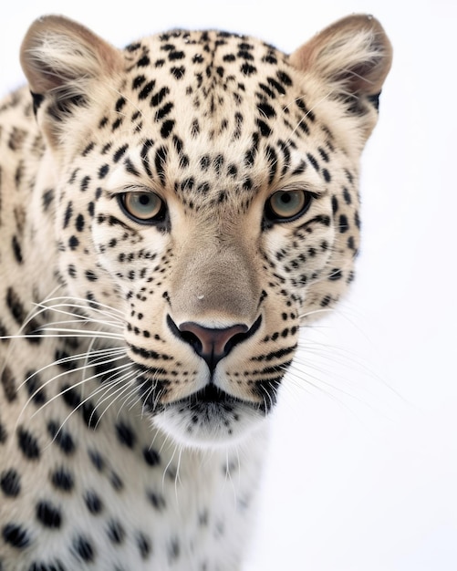 Wild animal face portrait on isolated white background