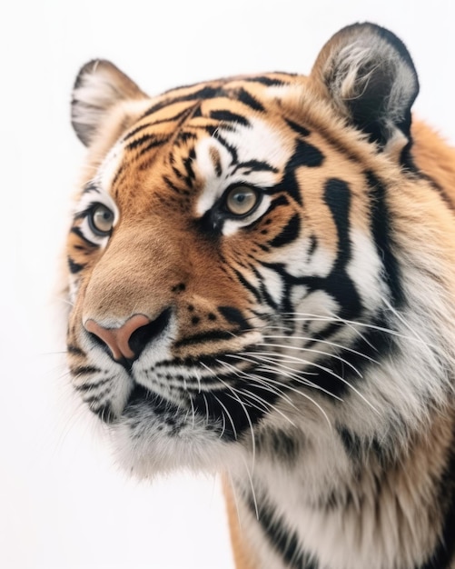 Wild animal face portrait on isolated white background