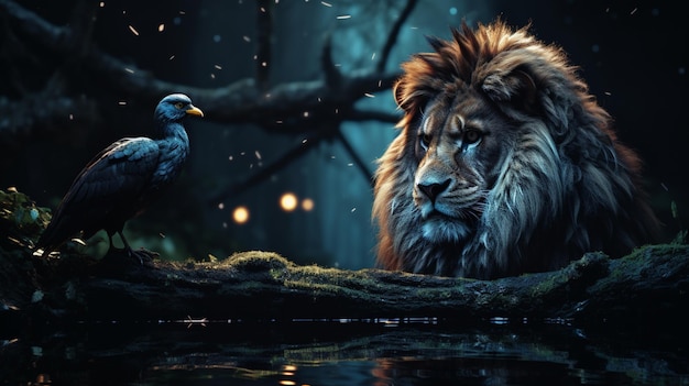 Wild animals with fantasy nature background AI generated picture