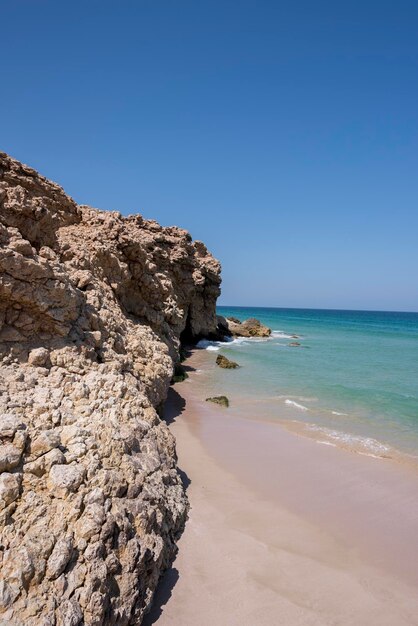 Wild beach at the coat of ras al jinz sultanate of oman it is close to ras al hadd and many turtles are coming in the region to nest