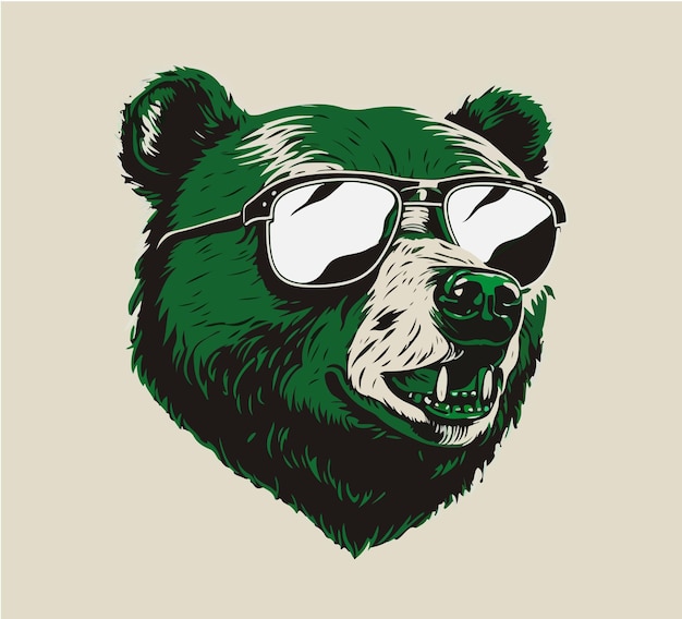 Wild bear head with sunglasses