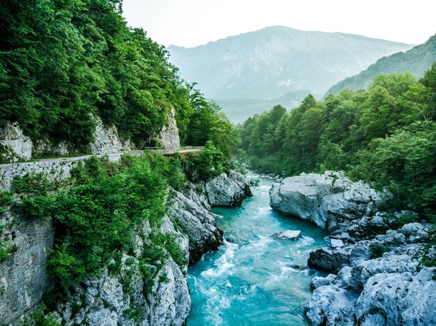 Wild and beautiful soca river from napoleons bridgeslovenia