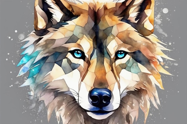 Wild Beauty Watercolor Wolf behang in prachtige tinten