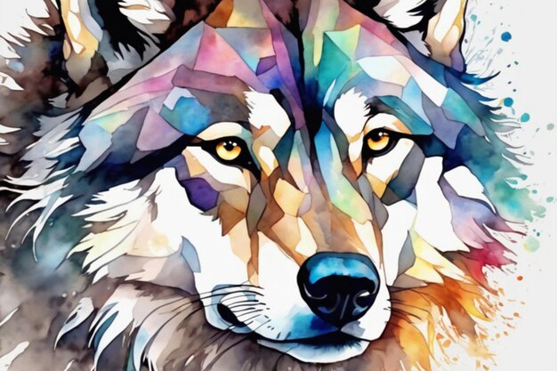 Wild Beauty Watercolor Wolf behang in prachtige tinten