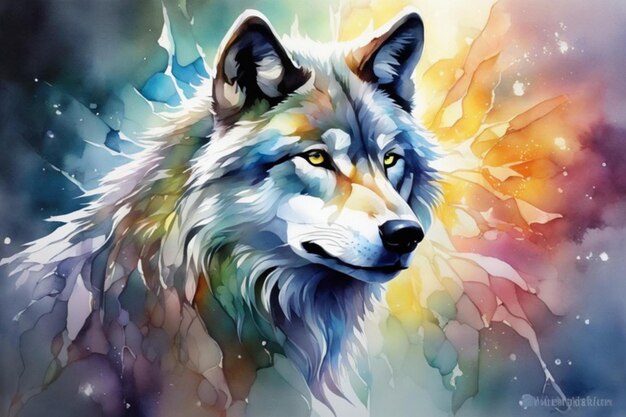 Wild Beauty Watercolor Wolf Wallpaper in Stunning Hues