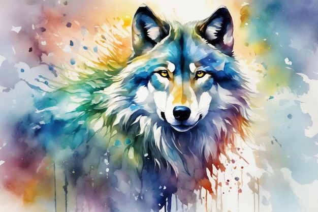 Wild beauty watercolor wolf wallpaper in stunning hues