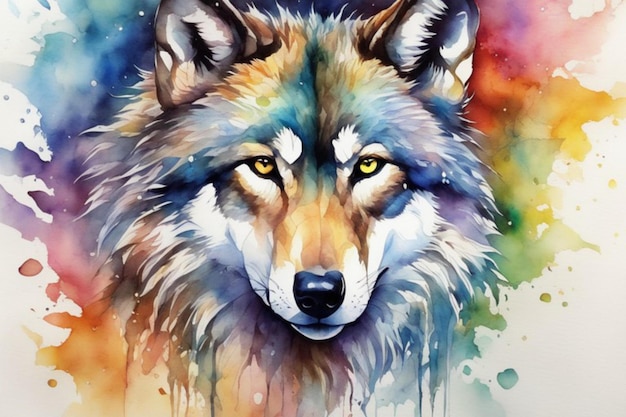 Wild beauty watercolor wolf wallpaper in stunning hues