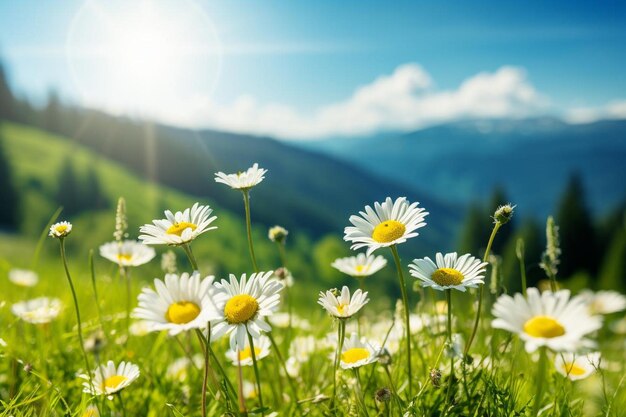 Wild Daisies on a Sunny Hill