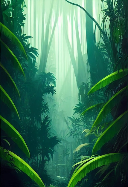 Wild and dark tropical forest