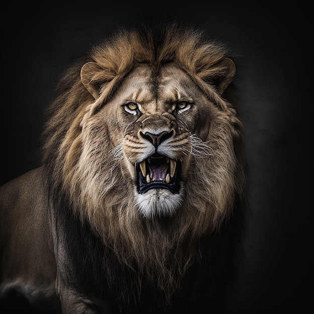 Wild Dier Leeuw Portret Illustratie Generatieve AI