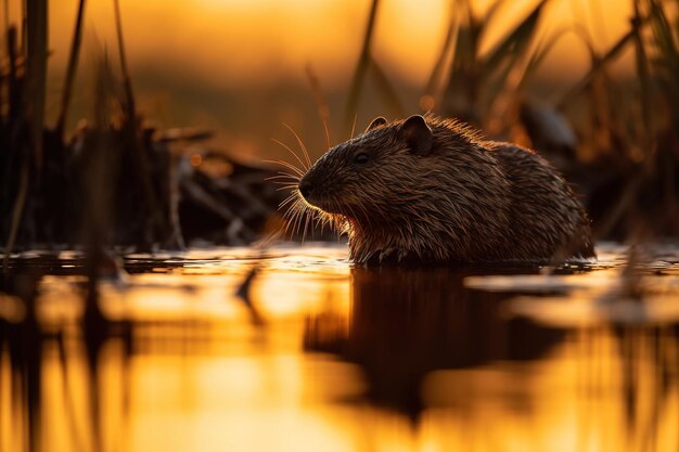 Wild dierlijk silhouet bij zonsondergang generatieve ai