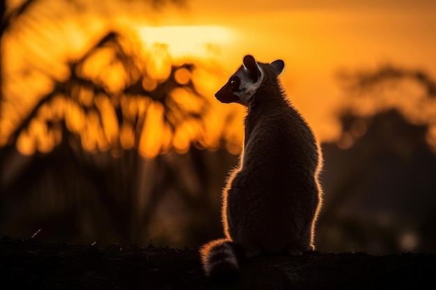 Wild dierlijk silhouet bij zonsondergang generatieve ai