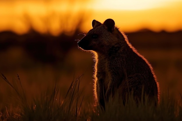 Wild dierlijk silhouet bij zonsondergang generatieve ai