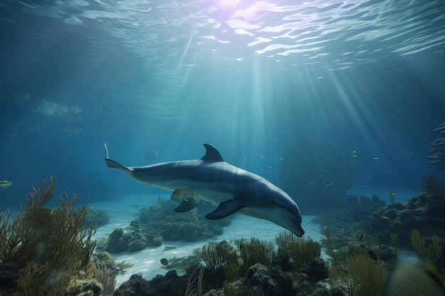 Wild dolphin family enjoying their natural habitat on World Oceans Day