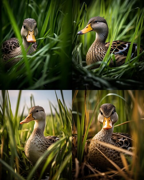 Wild ducks floating on the water