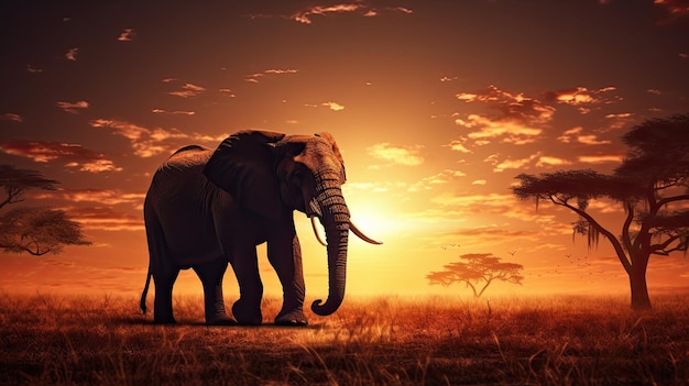 Wild elephant silhouette