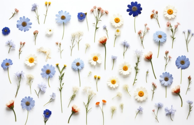 wild flowers isolated background on white