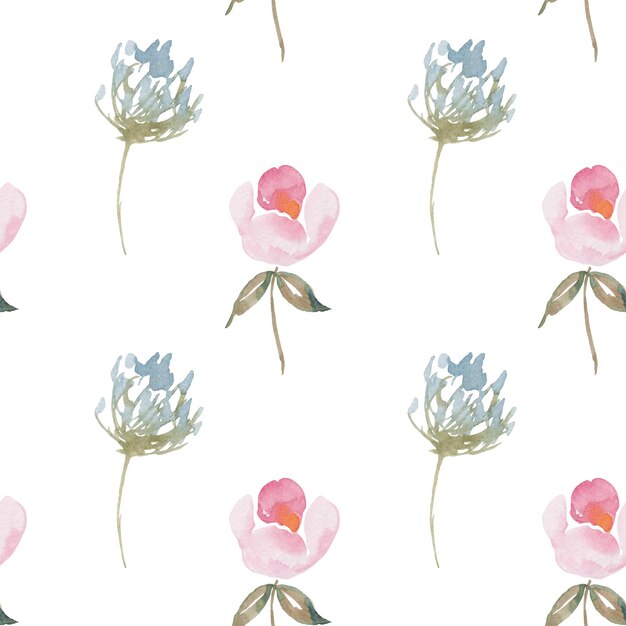 Wild flowers seamless pattern Blooming botanical fathion trend print watercolor