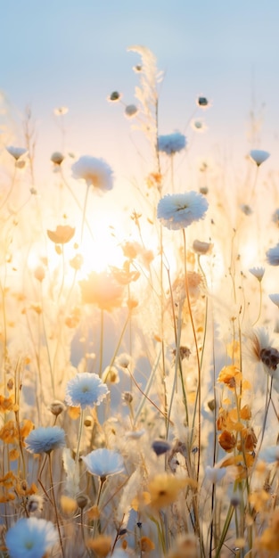 wild flowers in the snow