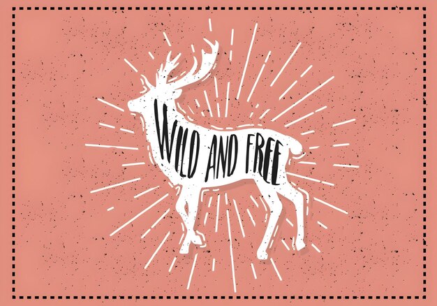 wild and free deer silhouette design