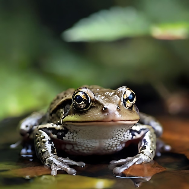 Photo a wild frog with grey eyes ai generated