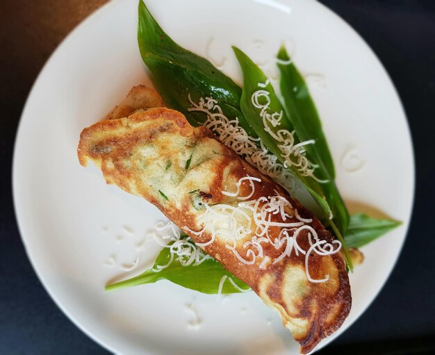 Photo wild garlic pancakes