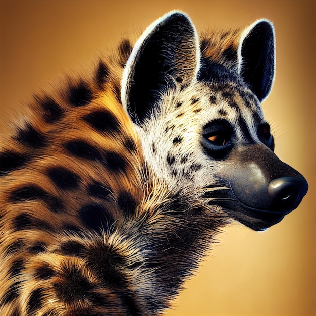 Wild gevlekte hyena close-up portret in de natuur 3D-rendering illustratie