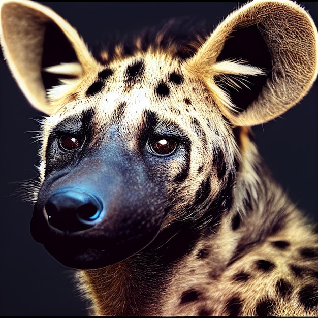 Wild gevlekte hyena close-up portret in de natuur 3D-rendering illustratie