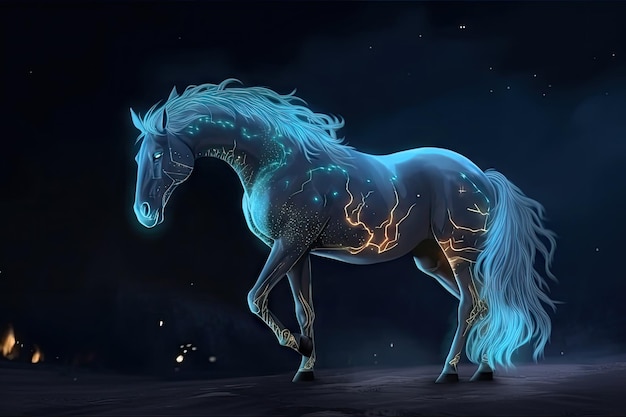 Wild horse in a fantastic and dreamlike setting Generative AI