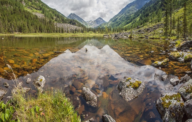 Wild lake in the Altai mountains