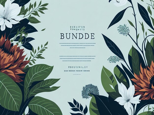 Photo wild leaves and wedding invitation vintage floral background vector illustration