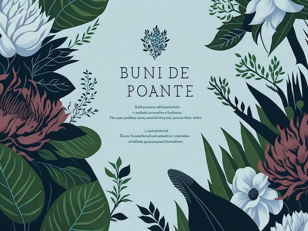 Wild leaves and wedding invitation Vintage floral background Vector illustration