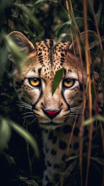 Wild leopard animal Illustration AI Generative