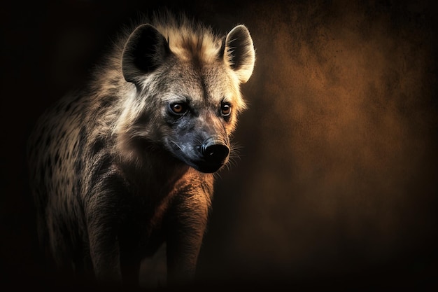 Wild life background Wild dog hyena standing and looking
