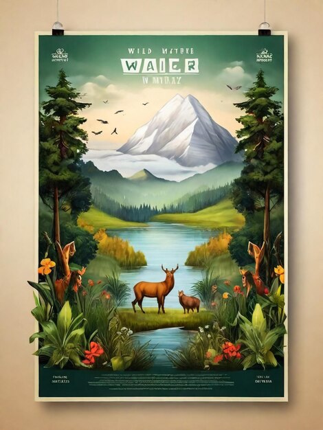 Photo wild life in nature vector brochure card animals template of flyear magazines poster book cover banners habitat invitation concept background layout illustration modern page