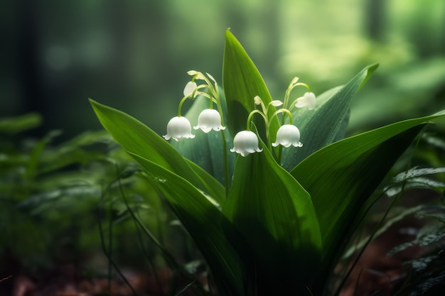 Wild lily Spring bell plant Generate Ai