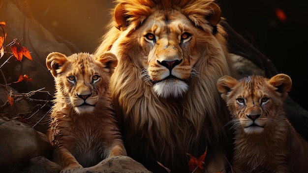 wild lions in the forest