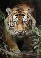 Photo wild majesty a snarling tiger in the jungleportrait of a tigerportrait of a bengal tiger