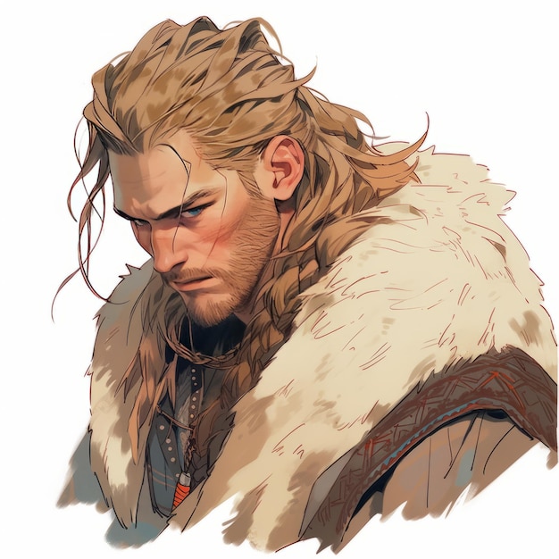 The Wild Mane of the Blonde Viking Bowman A Fiery Warrior Adorned in Furs