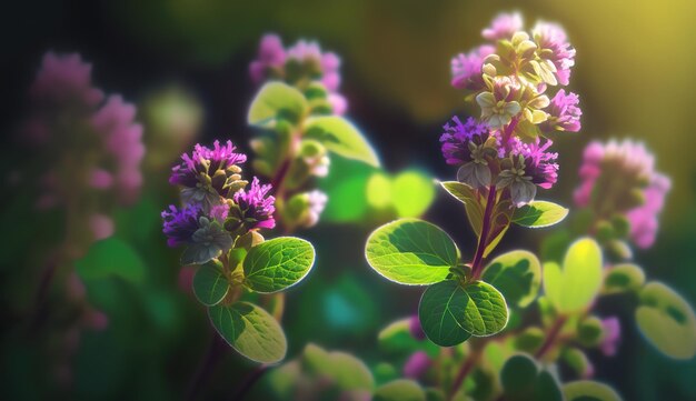 Wild marjoram also known as origanum vulgare has purple blooms Daytime Sunshine