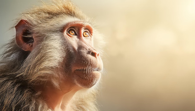 Wild monkey closeup portrait