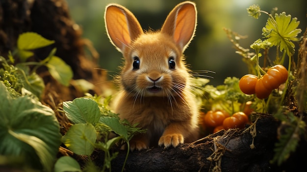 A wild orange Rabbit bunny with big ears