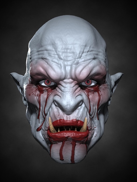 Wild orc mask 3d illustration