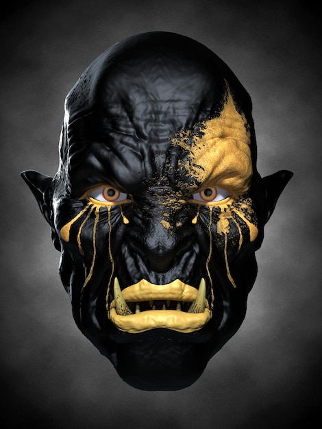 Wild orc mask 3d illustration