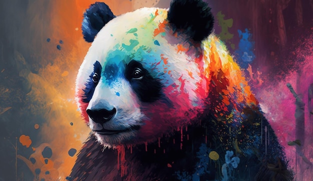 Wild panda in the style Ai Generative