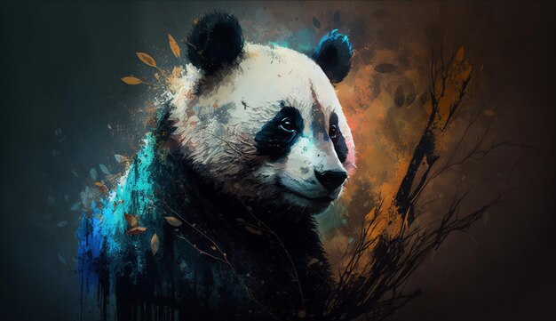 Wild panda in the style Ai Generative