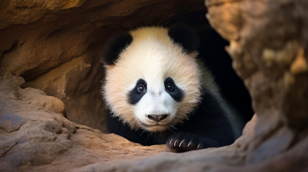 In the wild pandas may rest in dens caves or rock crevices