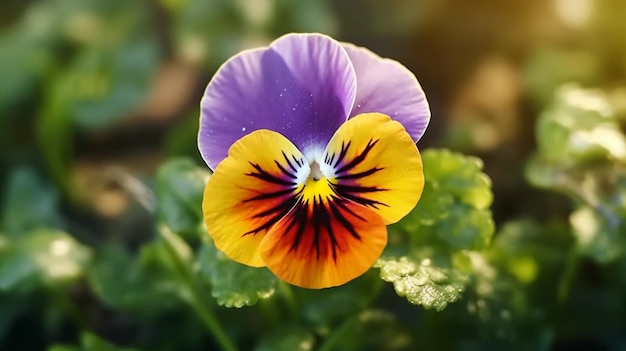 Wild pansy flower beautifully bloomed generative ai