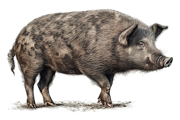 Wild pig isolated on white background Generated by AI